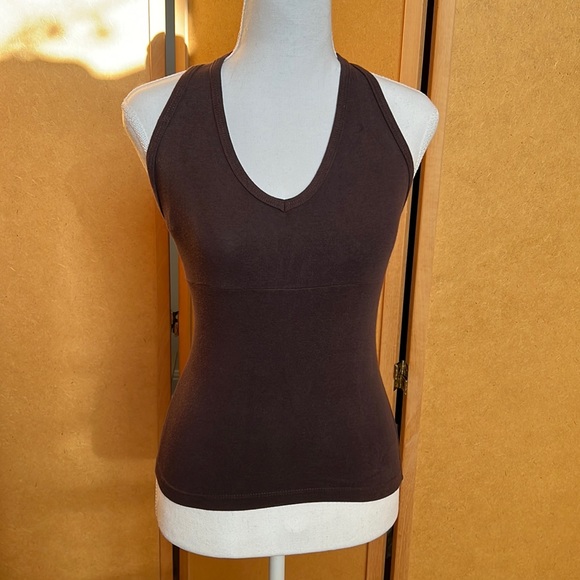 Brown Cotton Spandex stretch halter top (S) by Rampage - Picture 2 of 5